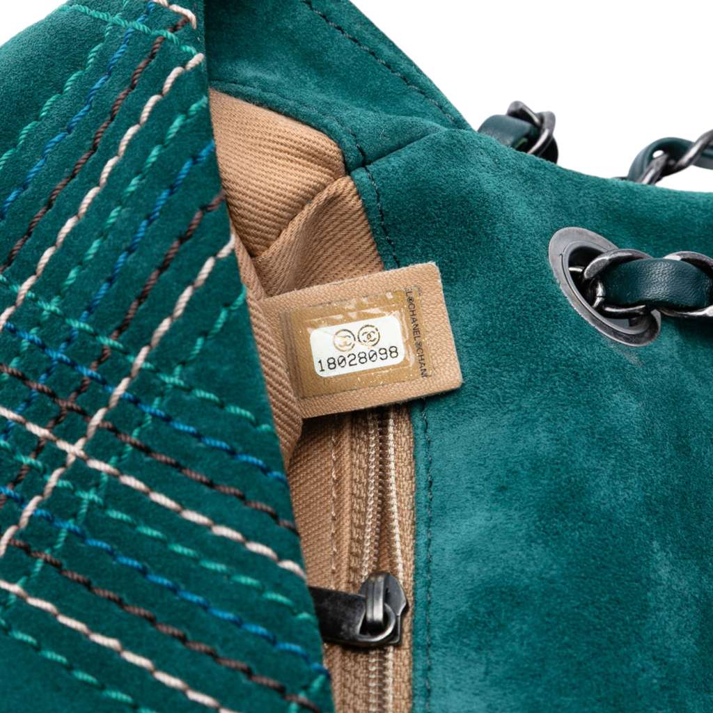 Chanel Paris Edinburgh Medium Stitched Suede Saltire Single Flap - 5