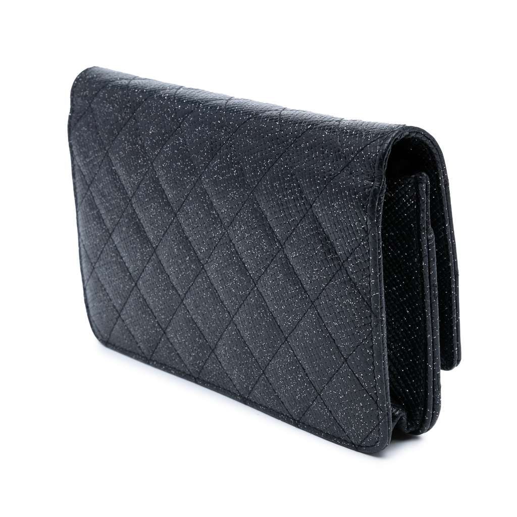 Chanel CC Quilted Glittered Calfskin Wallet On Chain - Back view