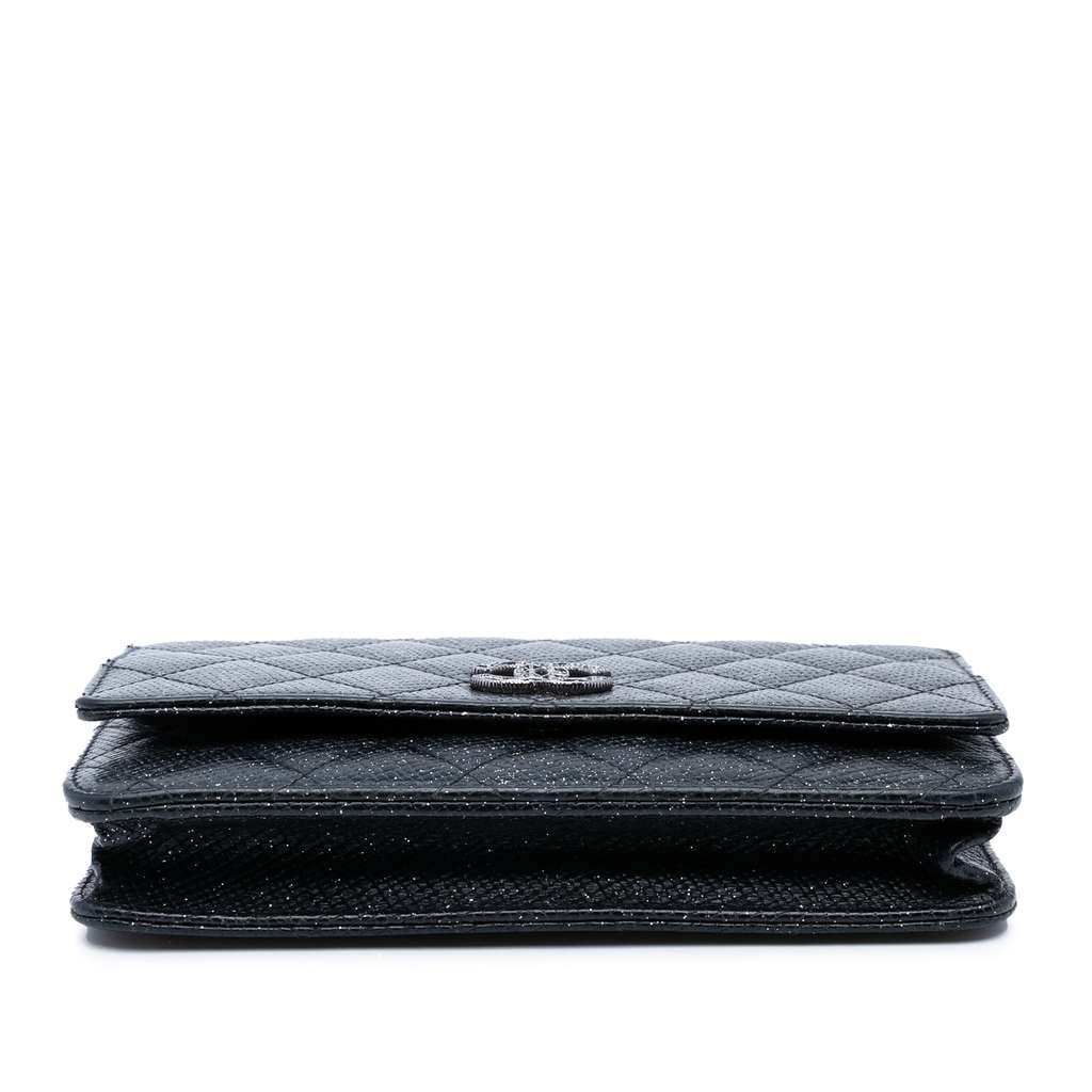 Chanel CC Quilted Glittered Calfskin Wallet On Chain - Image 6