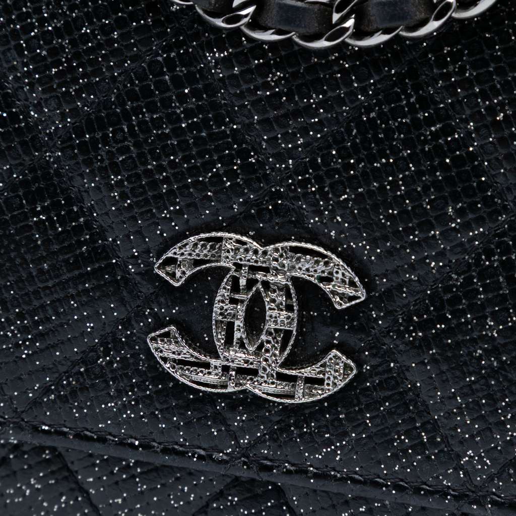 Chanel CC Quilted Glittered Calfskin Wallet On Chain - Detail 1