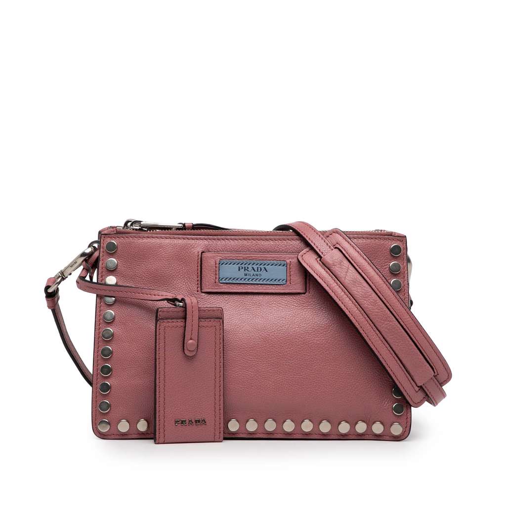 Prada Glace Calf Studded Etiquette Crossbody