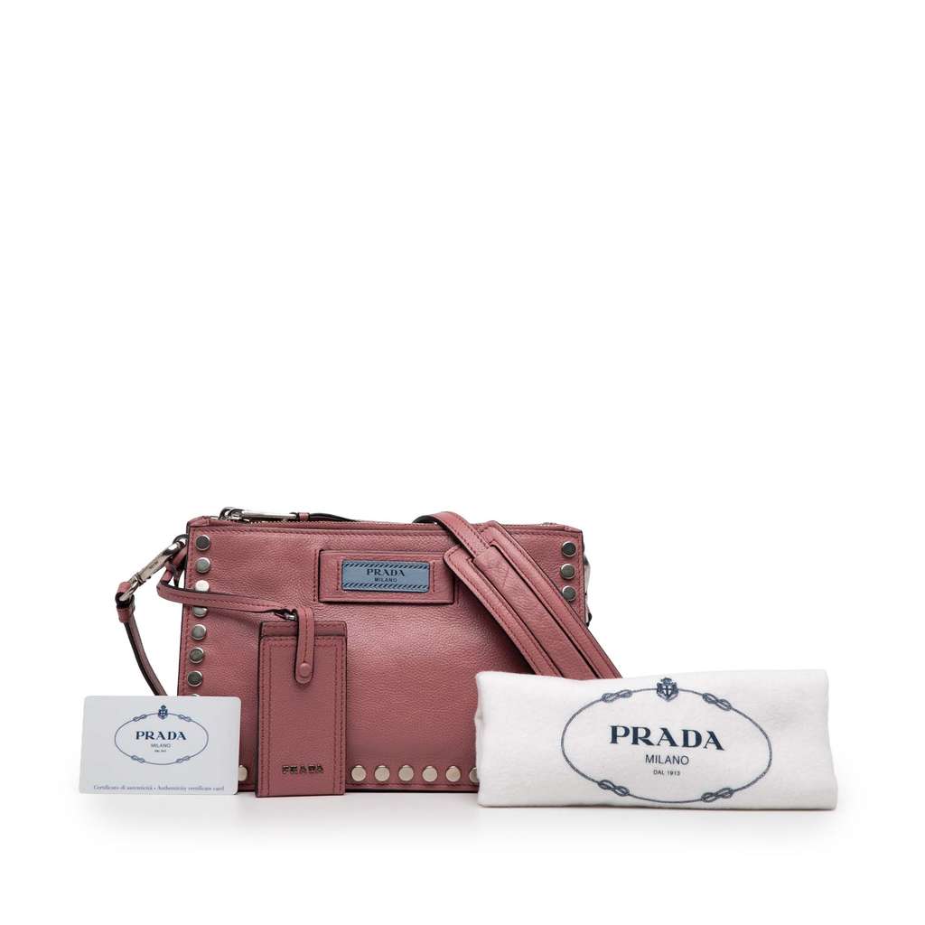Prada Glace Calf Studded Etiquette Crossbody - Detail 2