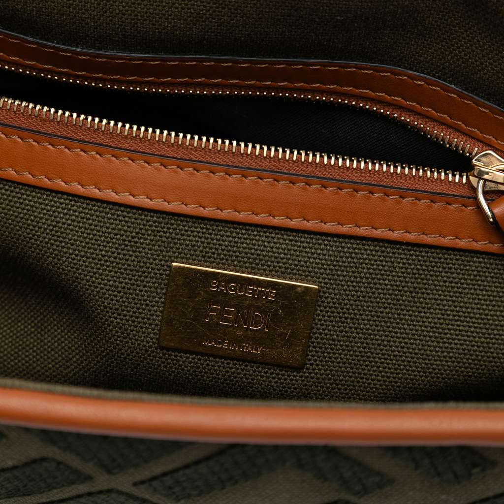 Fendi Zucca Embroidered Canvas Baguette Satchel - 5