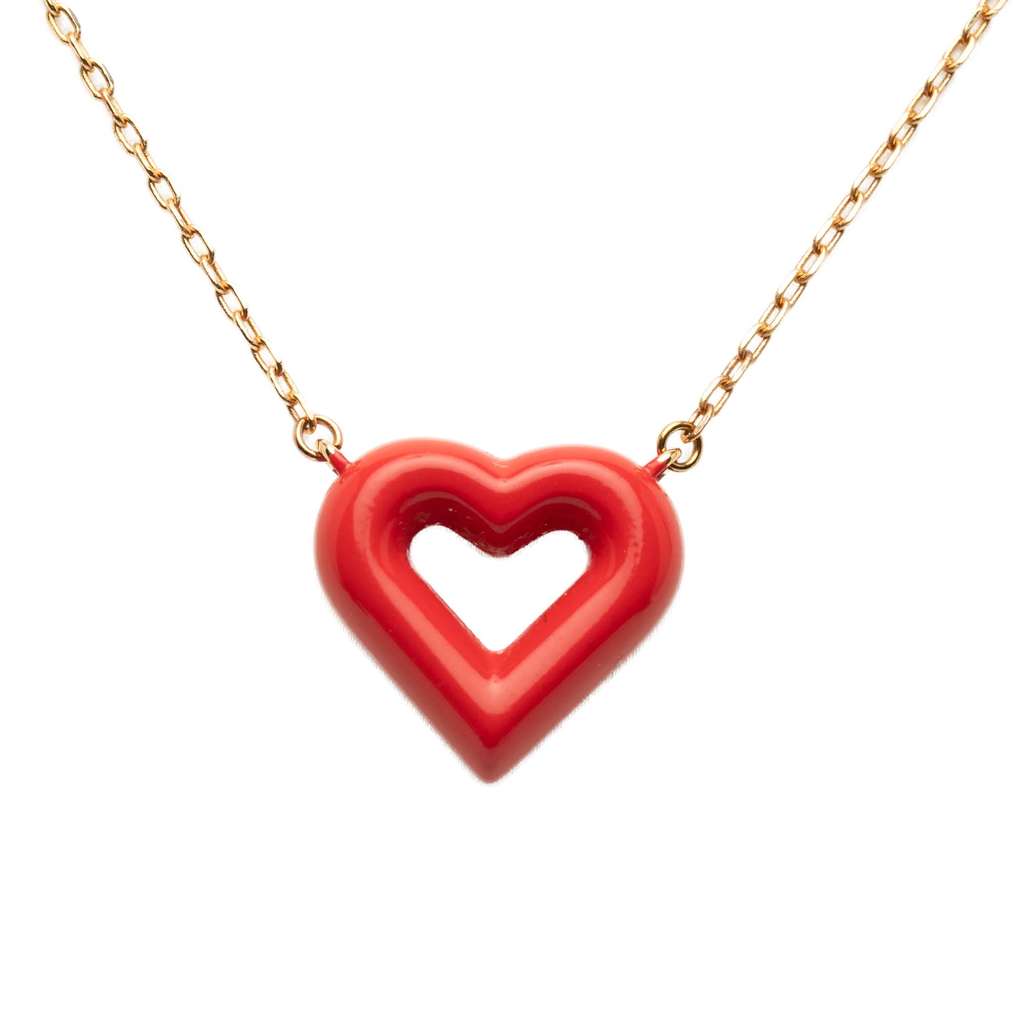 Louis Vuitton Gold Plated Rubber Heart Pendant Necklace - Back view