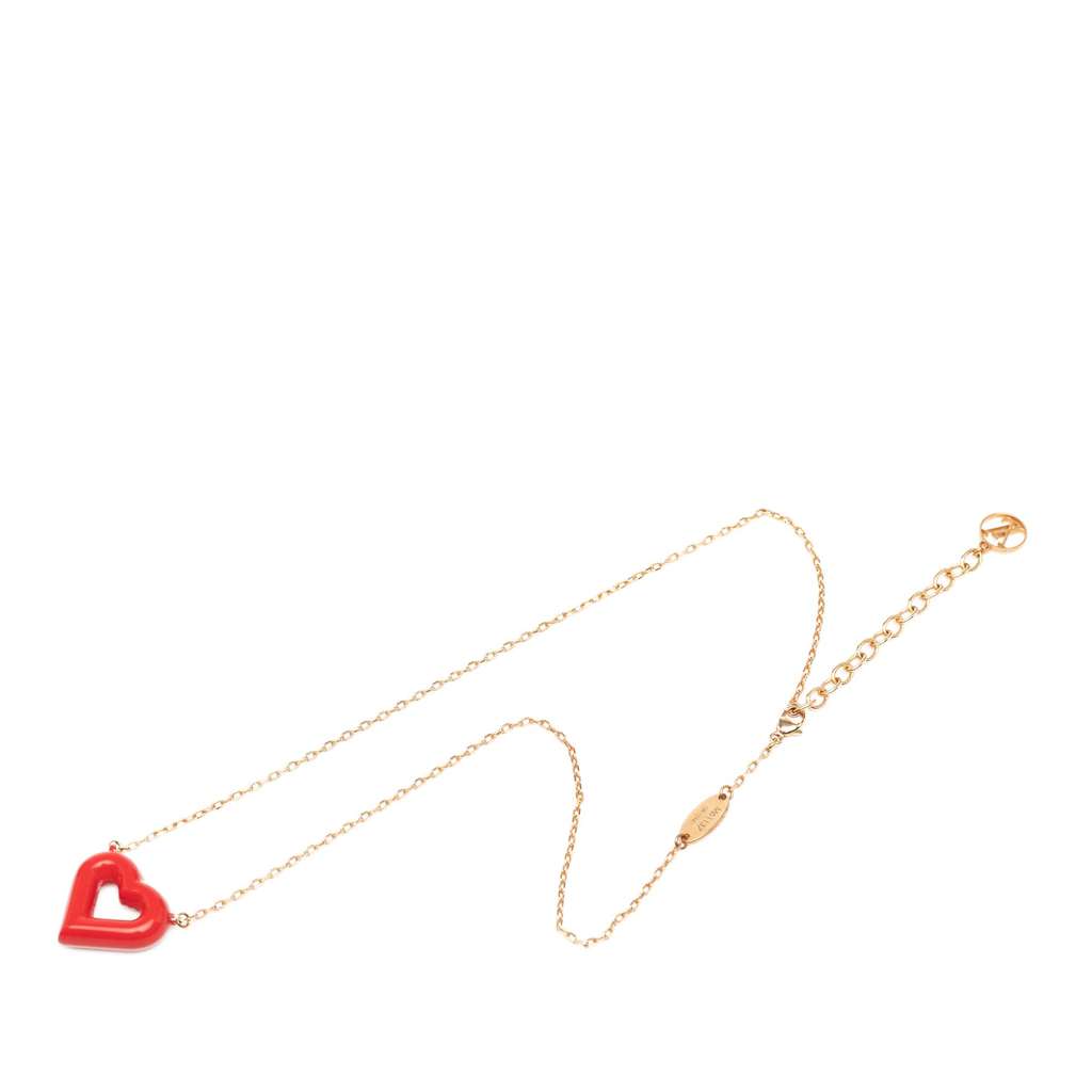 Louis Vuitton Gold Plated Rubber Heart Pendant Necklace - Detail 1