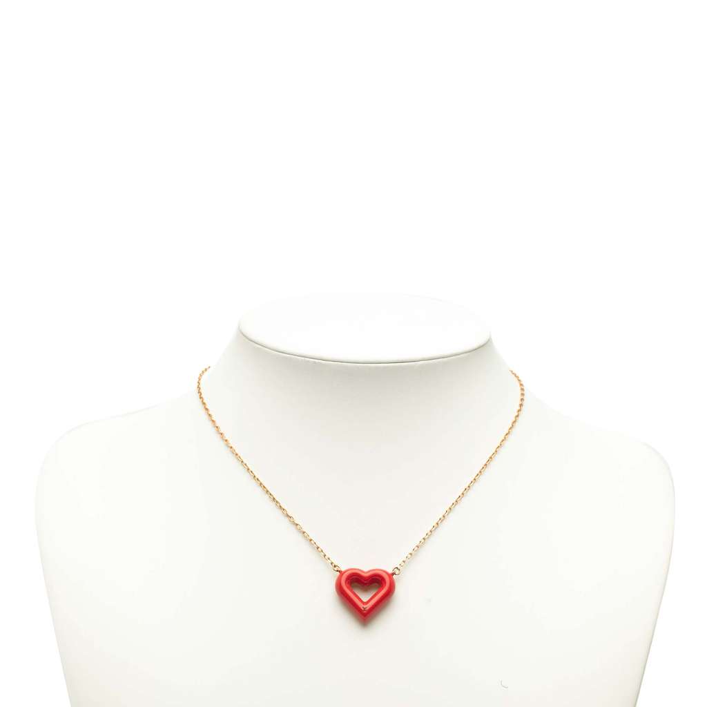 Louis Vuitton Gold Plated Rubber Heart Pendant Necklace - Detail 2