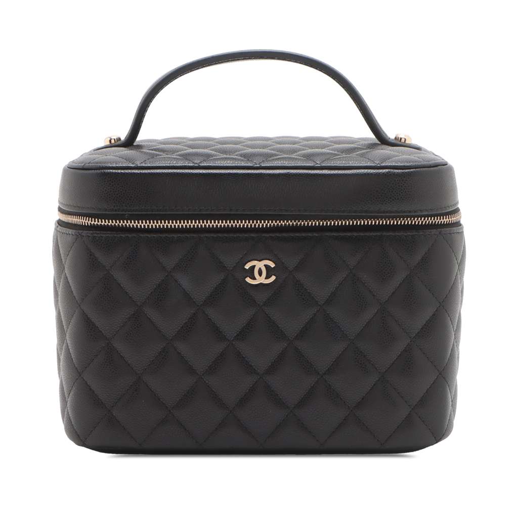 Chanel Medium CC Quilted  Caviar Vanity Case