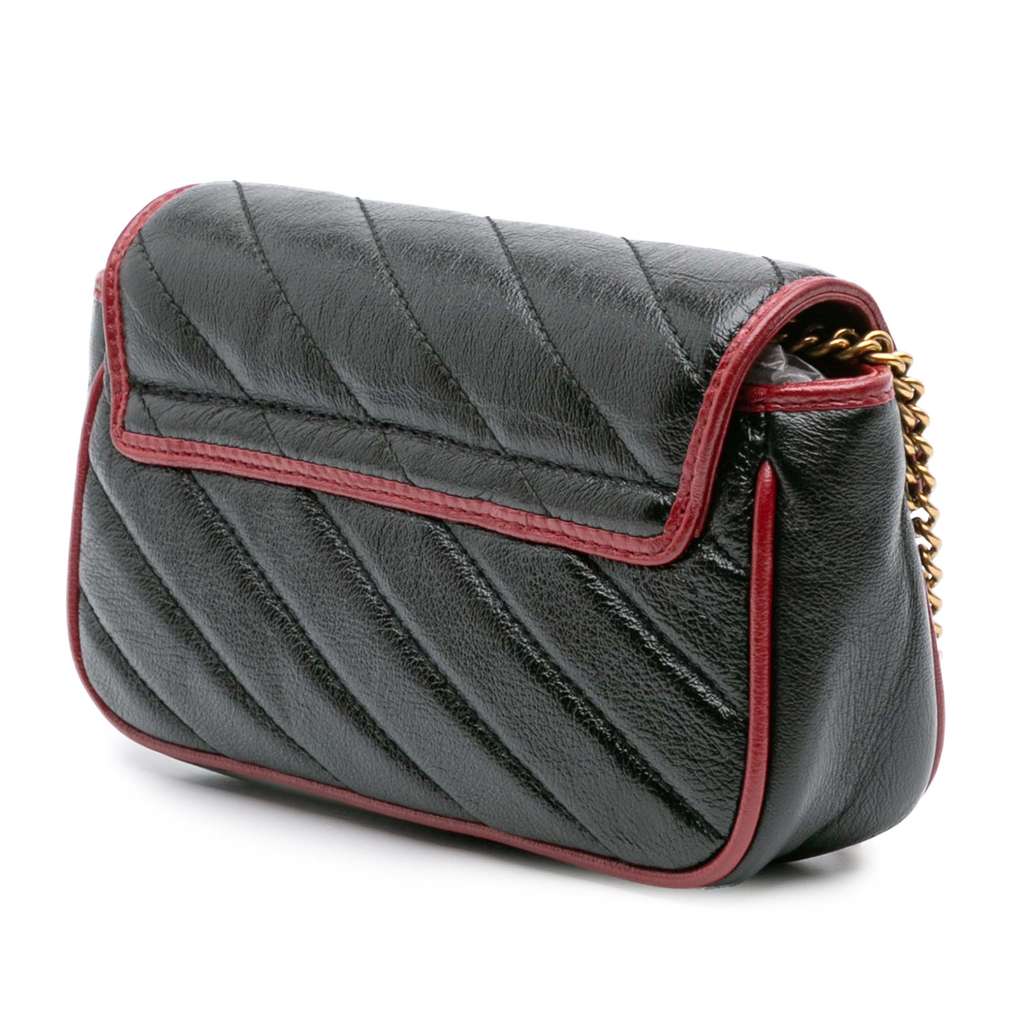 Gucci Super Mini GG Marmont Matelasse Leather Torchon Flap Crossbody - Back view