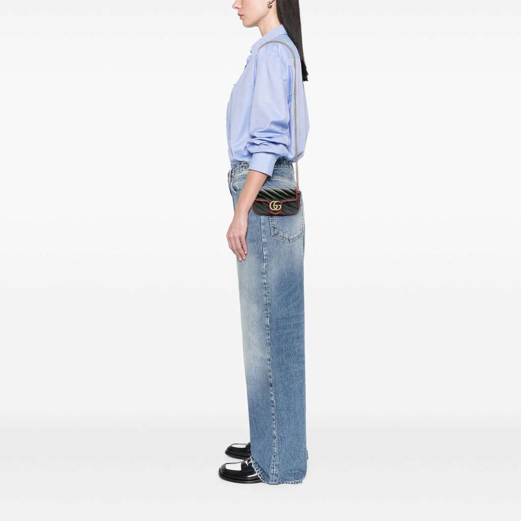 Gucci Super Mini GG Marmont Matelasse Leather Torchon Flap Crossbody - Image 10