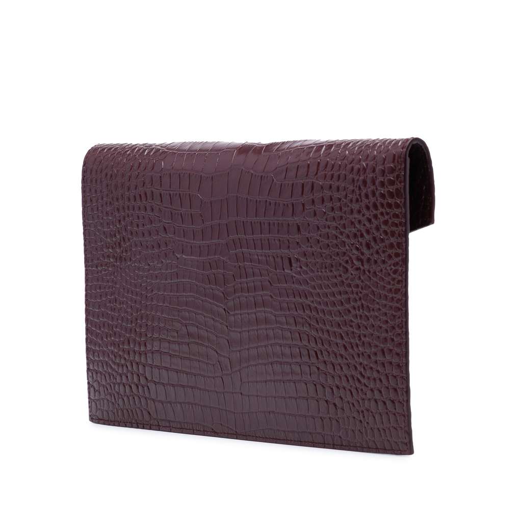 Saint Laurent Croc Embossed Leather Uptown Pouch - 2