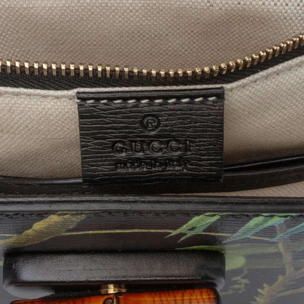 Gucci Printed Calfskin Tropical Bamboo Night Satchel - 5