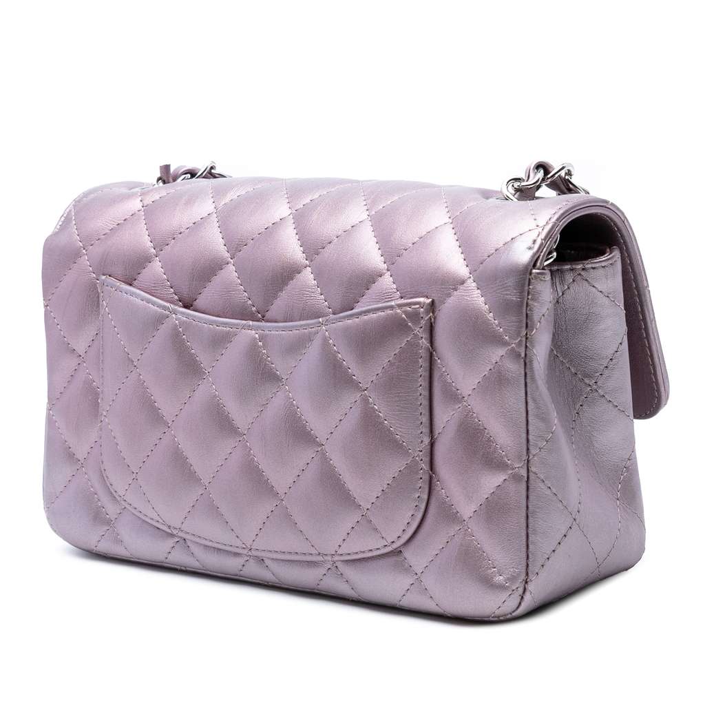 Chanel Mini Rectangular Classic Iridescent Calfskin Single Flap - Back view