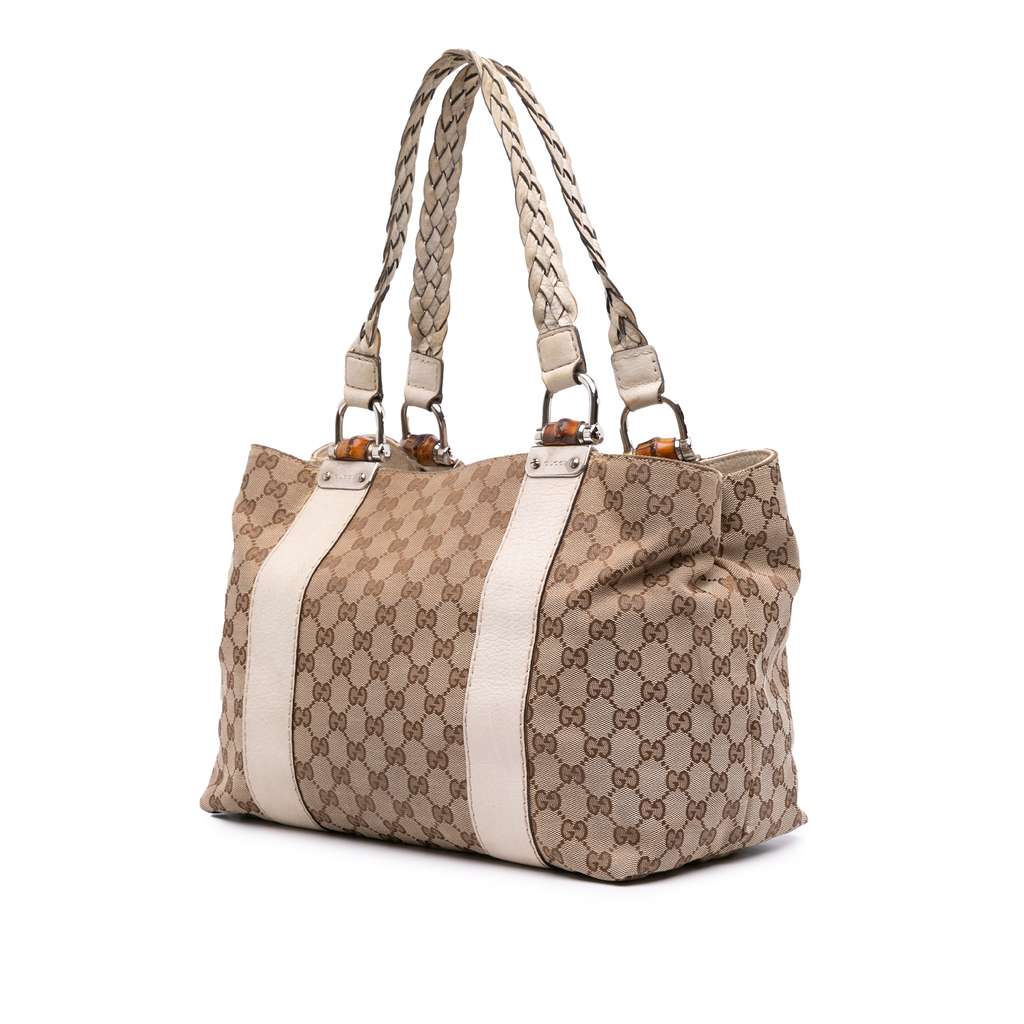 Gucci Medium GG Canvas Bamboo Libeccio Tote - Back view
