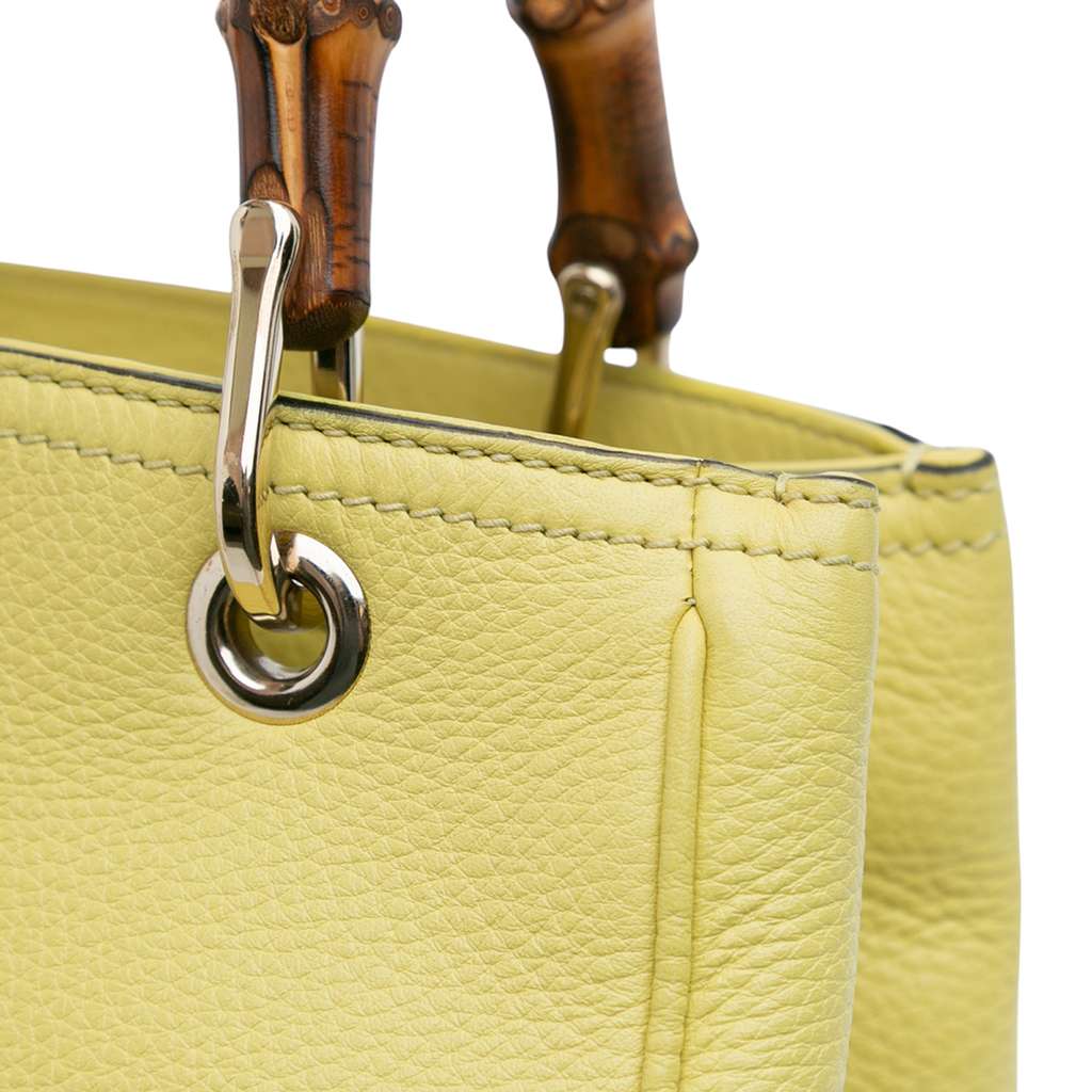 Gucci Small Calfskin Bamboo Shopper Satchel - Image 12