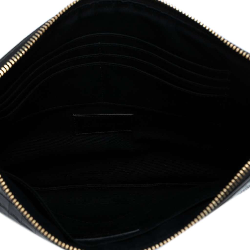 Saint Laurent Croc Embossed Leather Tiny Monogram Zipped Tablet Holder - 4