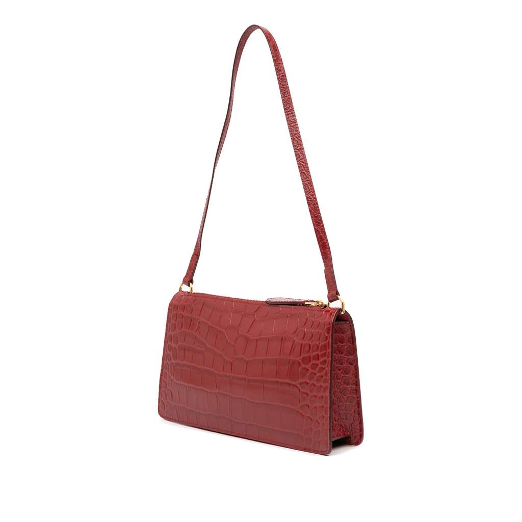 Burberry Small Crocodile Embossed Leather TB Shoulder Bag - 2