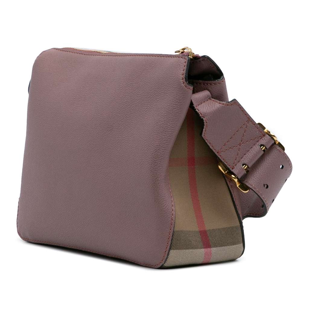 Burberry Small Grained Calfskin House Check Helmsley Crossbody - Back view