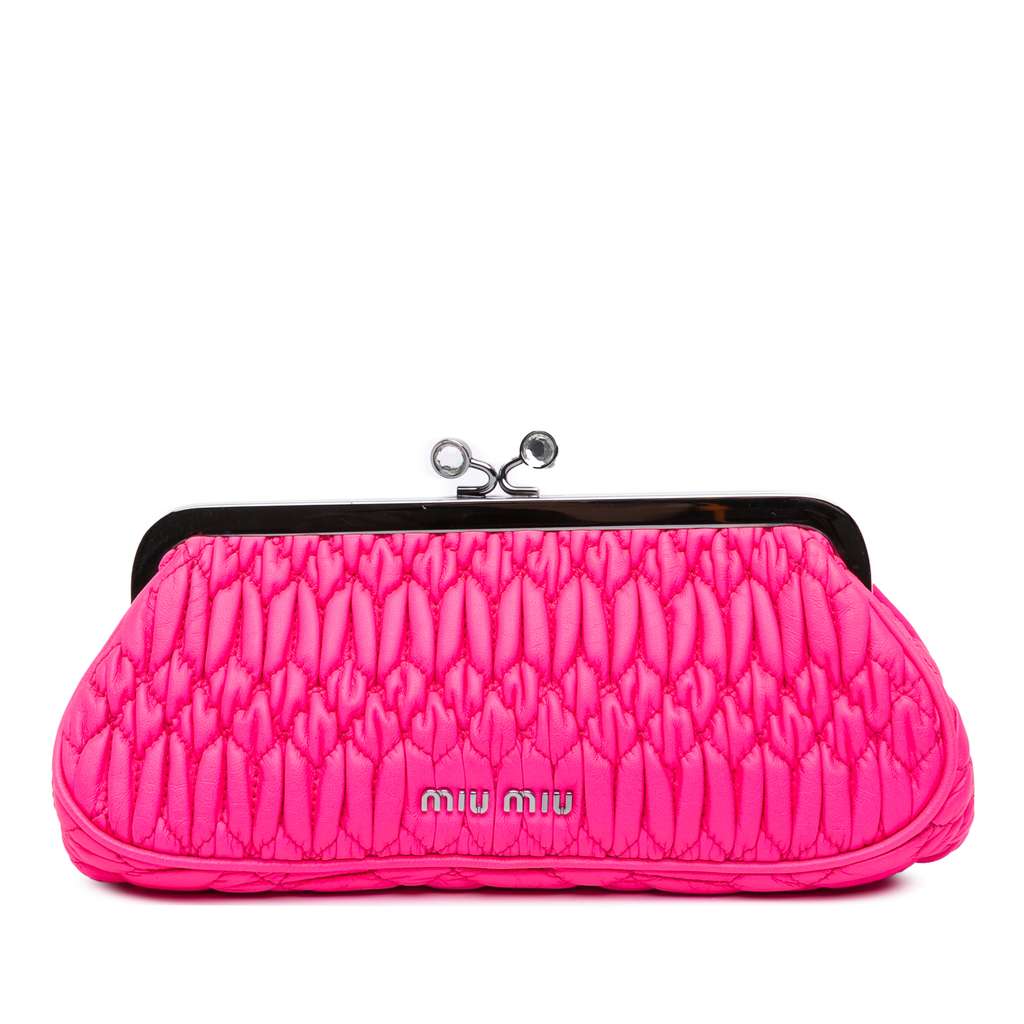 Miu Miu Matelasse Nappa Kiss Lock Frame Clutch