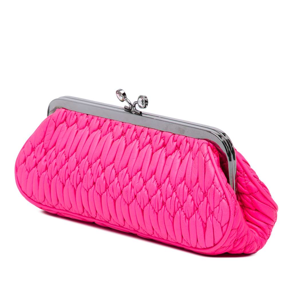 Miu Miu Matelasse Nappa Kiss Lock Frame Clutch - 2