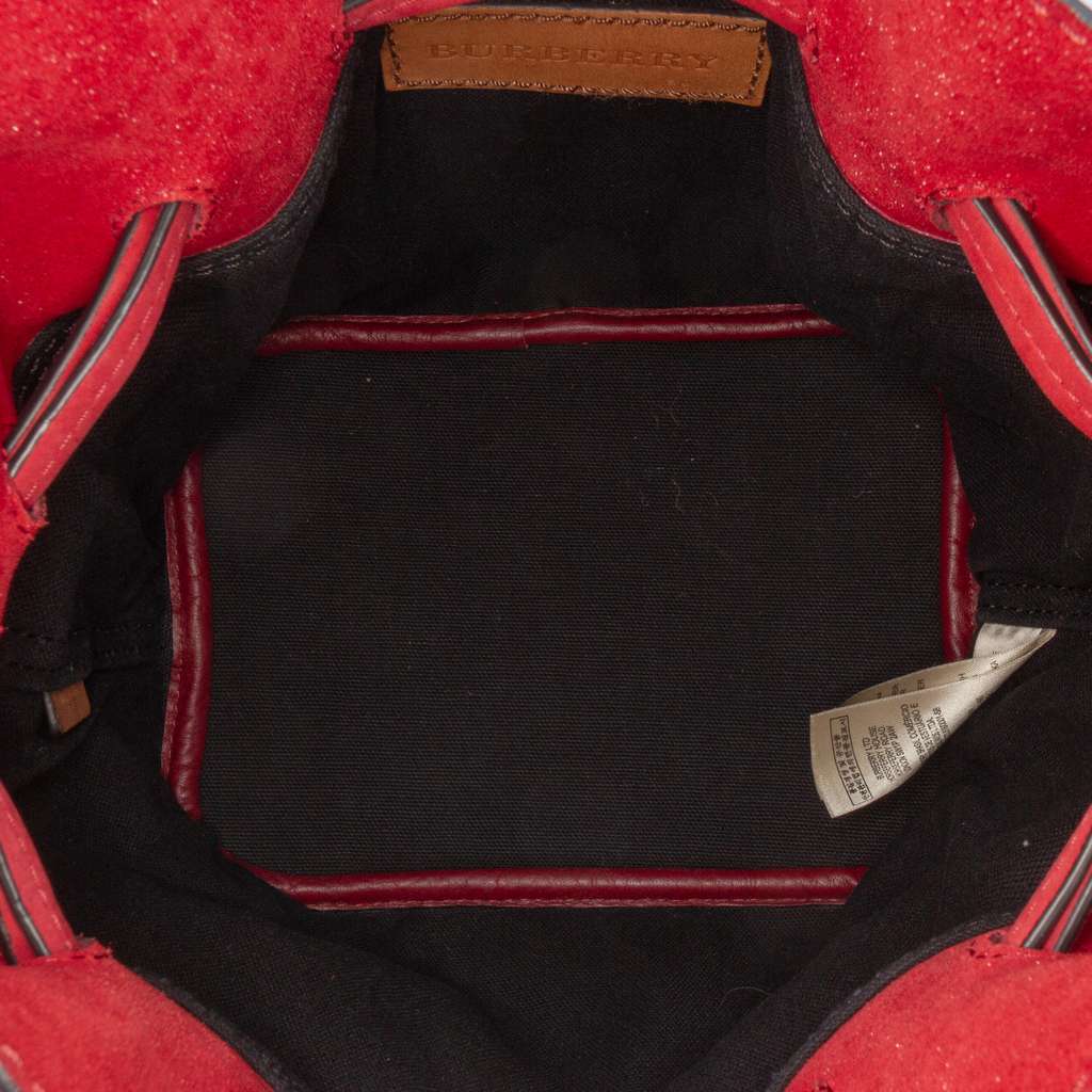 Burberry Small Mega Check Canvas and Suede Fringe Belgrove Bucket Bag - 4