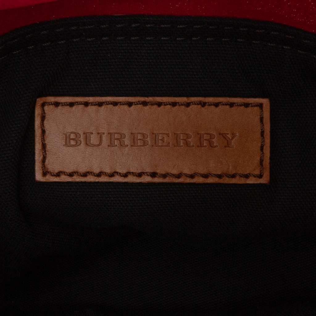 Burberry Small Mega Check Canvas and Suede Fringe Belgrove Bucket Bag - Side view