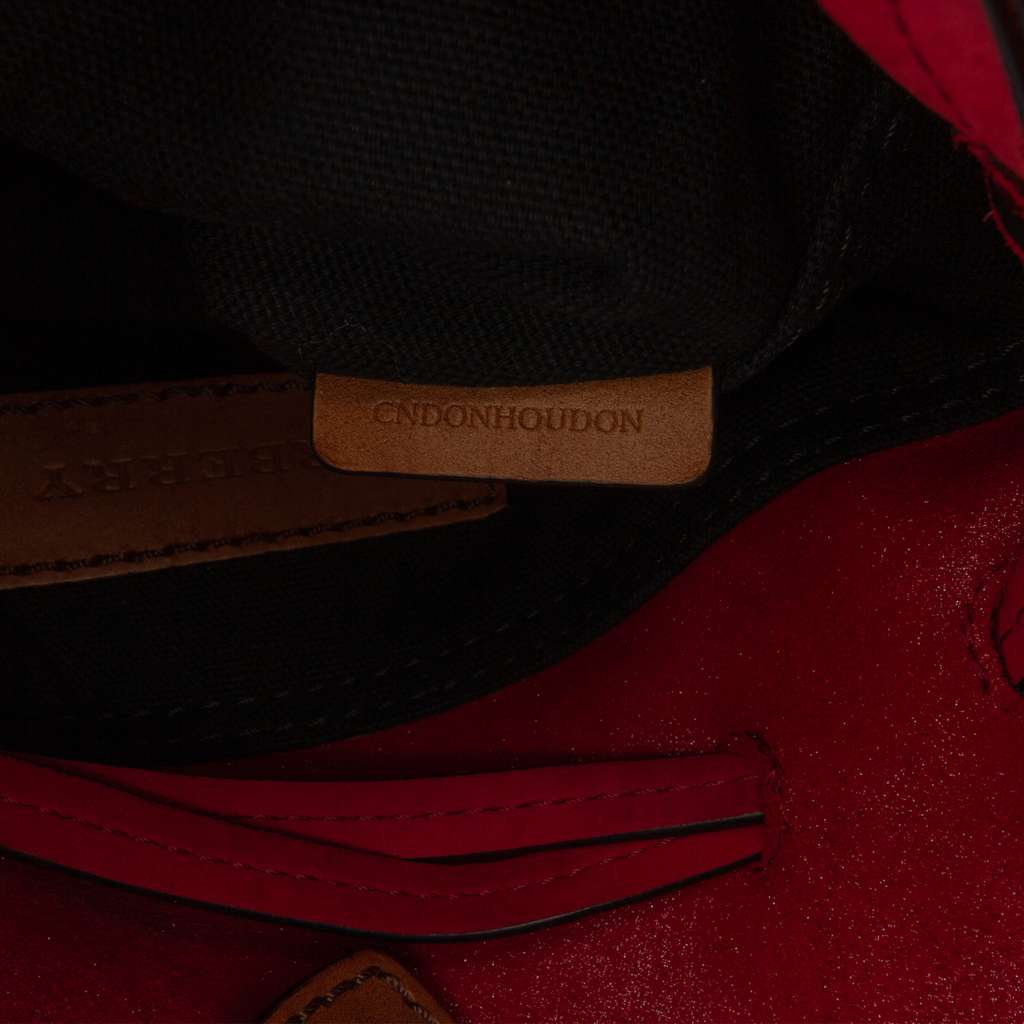 Burberry Small Mega Check Canvas and Suede Fringe Belgrove Bucket Bag - Detail 1