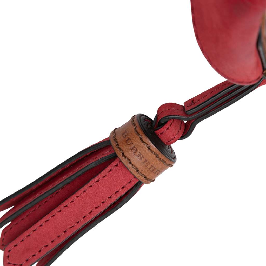 Burberry Small Mega Check Canvas and Suede Fringe Belgrove Bucket Bag - Image 10