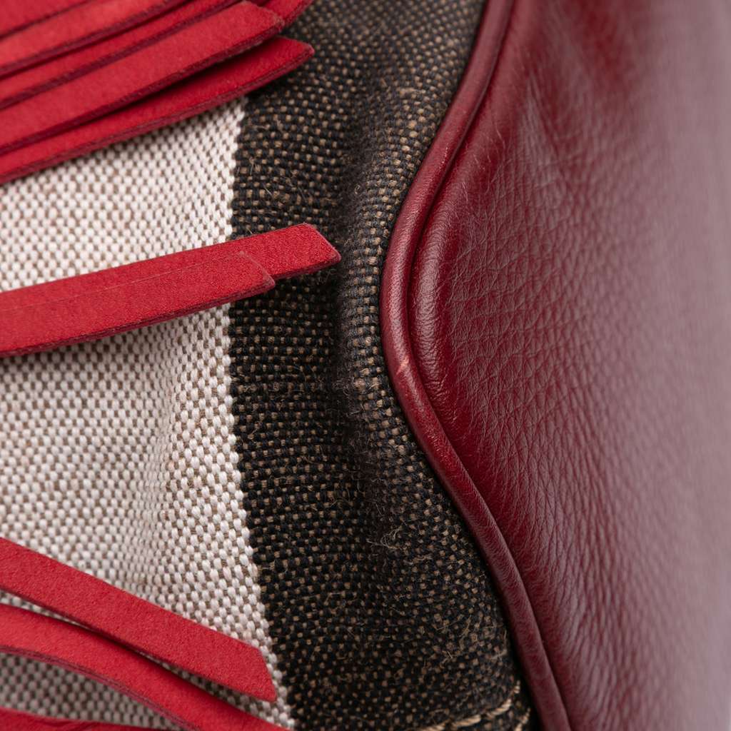 Burberry Small Mega Check Canvas and Suede Fringe Belgrove Bucket Bag - Image 11