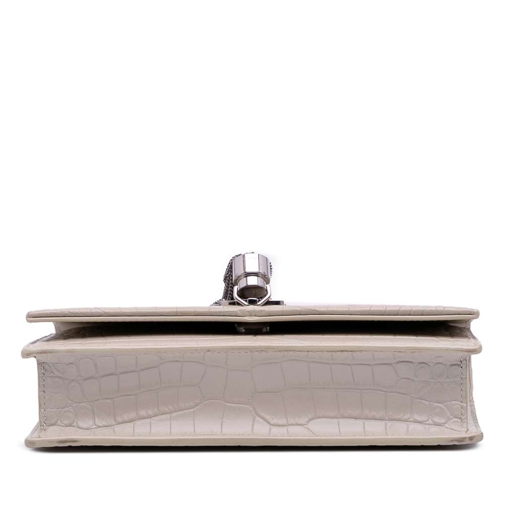 Saint Laurent Croc Embossed Leather Monogram Kate Tassel Wallet on Chain - Image 6