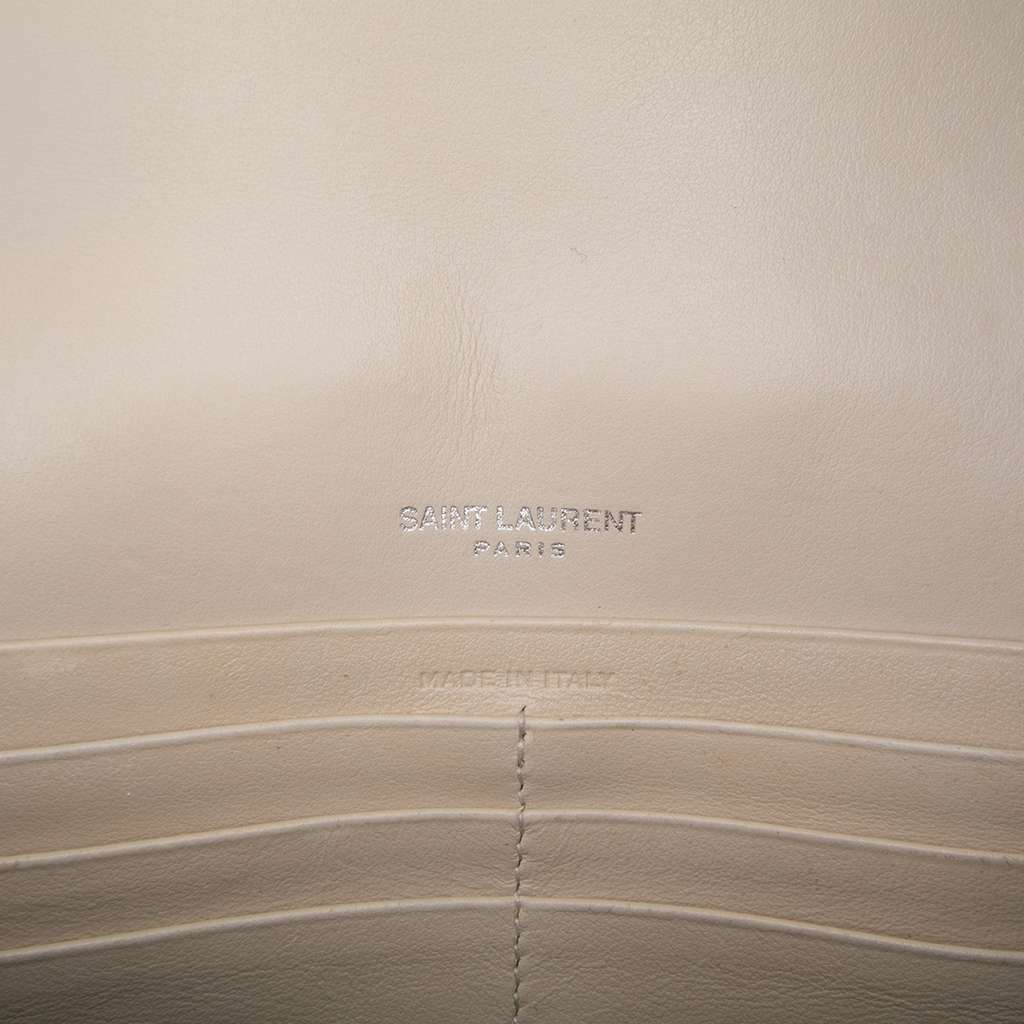 Saint Laurent Croc Embossed Leather Monogram Kate Tassel Wallet on Chain - Side view