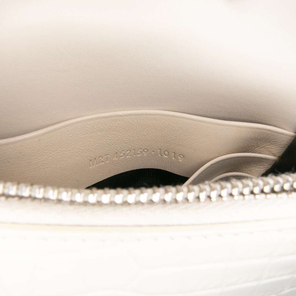 Saint Laurent Croc Embossed Leather Monogram Kate Tassel Wallet on Chain - Detail 1