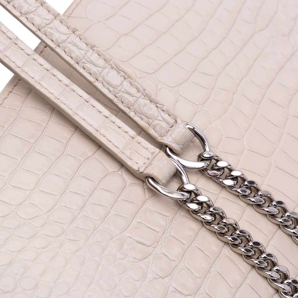 Saint Laurent Croc Embossed Leather Monogram Kate Tassel Wallet on Chain - Image 11