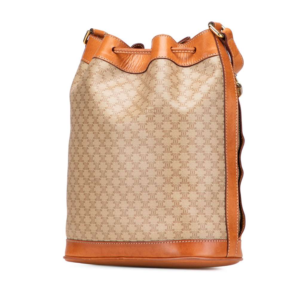 Celine Macadam Coated Canvas Drawstring Bucket Bag - Back view