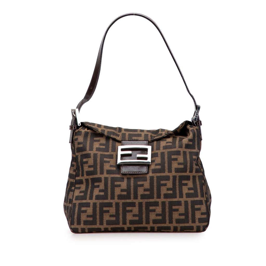 Fendi Zucca Canvas Double Flap Shoulder Bag