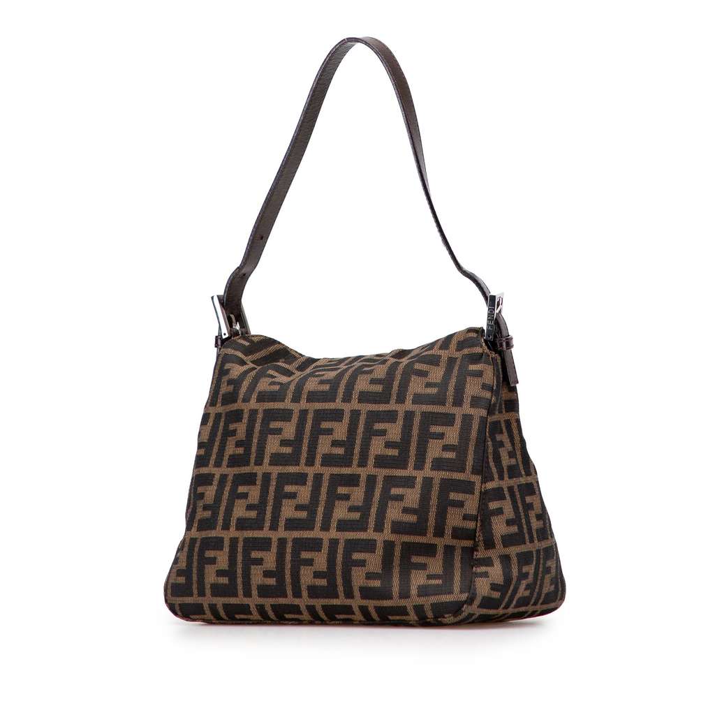 Fendi Zucca Canvas Double Flap Shoulder Bag - Back view