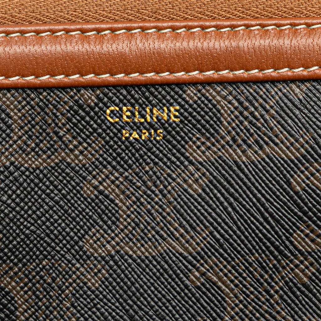 Celine Triomphe Coated Canvas Clutch On Chain - Side view
