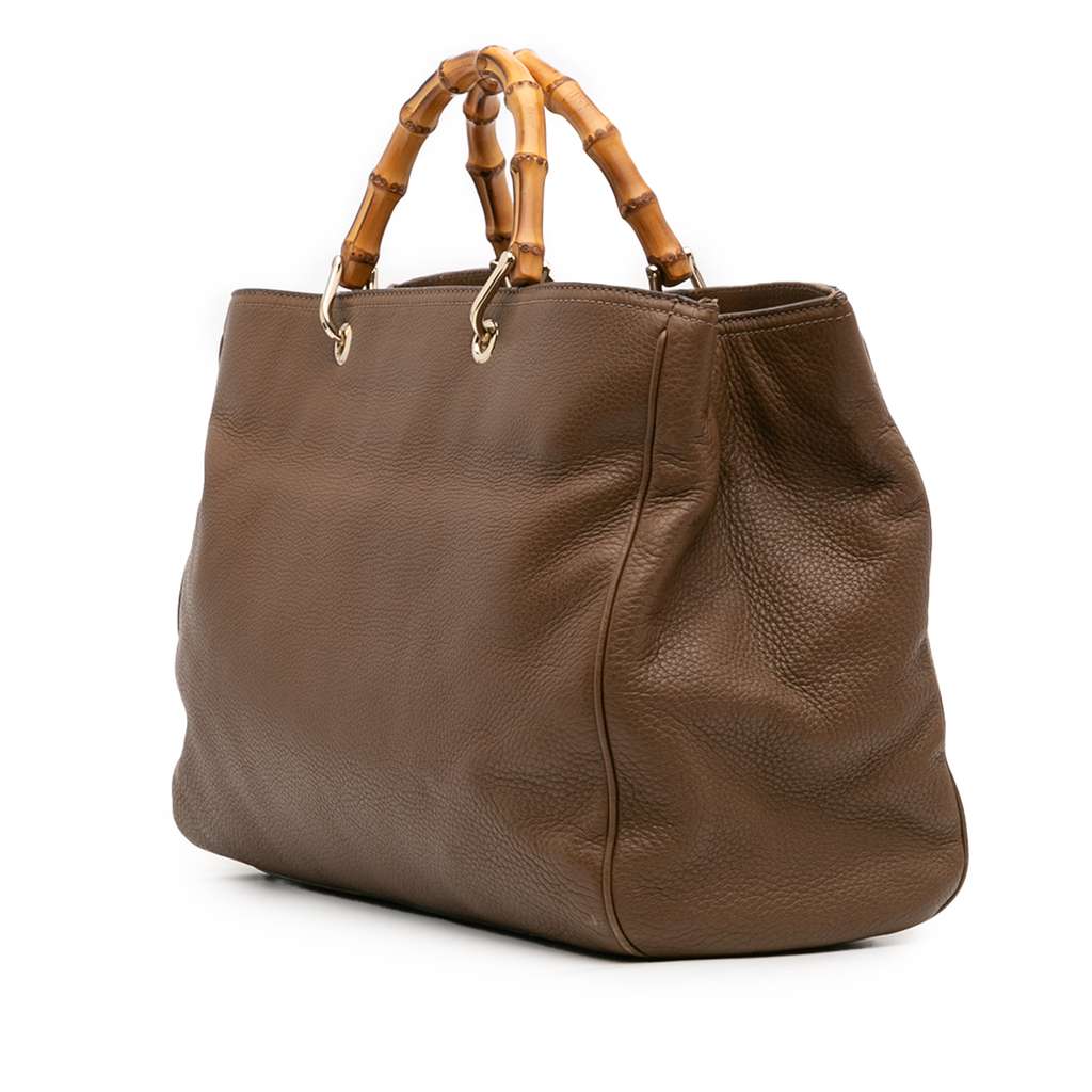 Gucci Large Calfskin Bamboo Shopper Satchel - 2
