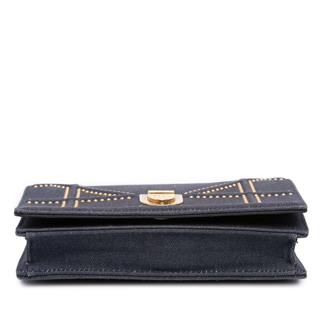 Dior Studded Denim Diorama Wallet on Chain - Image 6