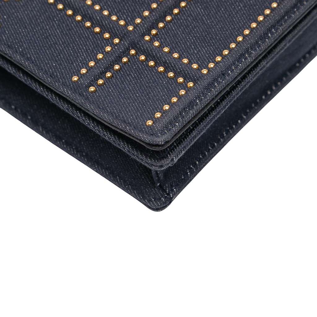 Dior Studded Denim Diorama Wallet on Chain - Image 11