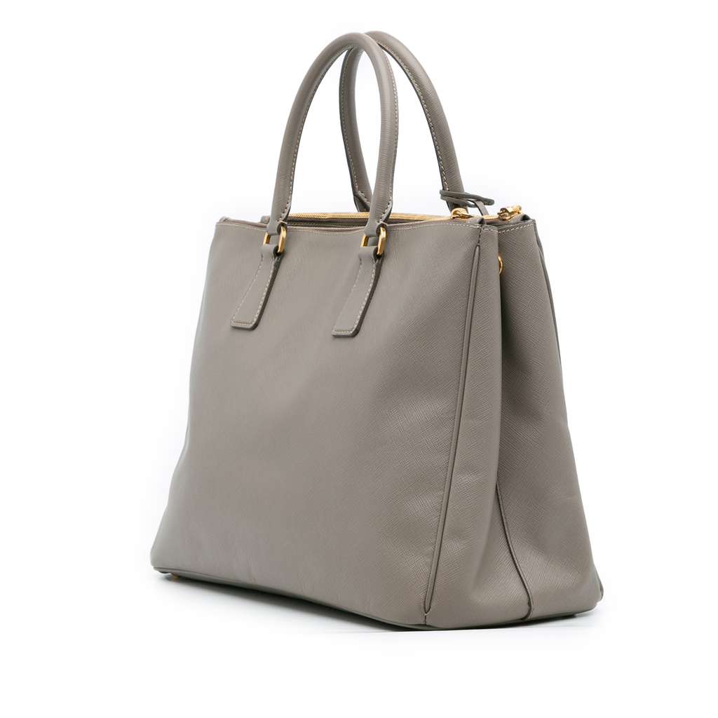 Prada Large Saffiano Lux Galleria Double Zip Satchel - Back view