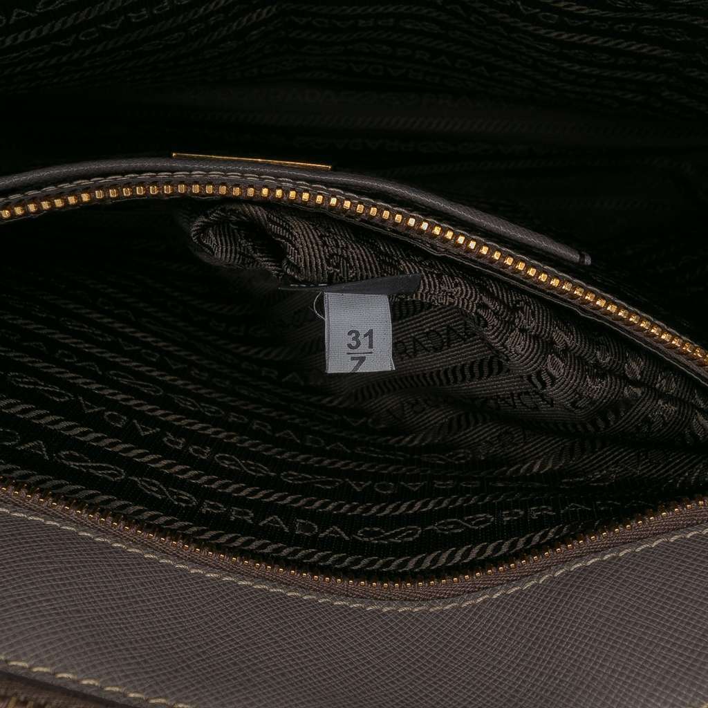 Prada Large Saffiano Lux Galleria Double Zip Satchel - Detail 1