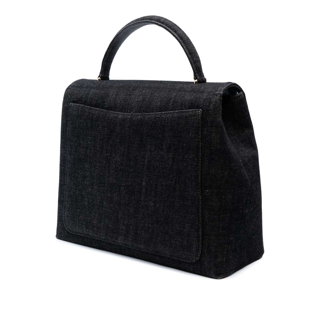 Chanel CC Denim Kelly Top Handle Bag - Back view