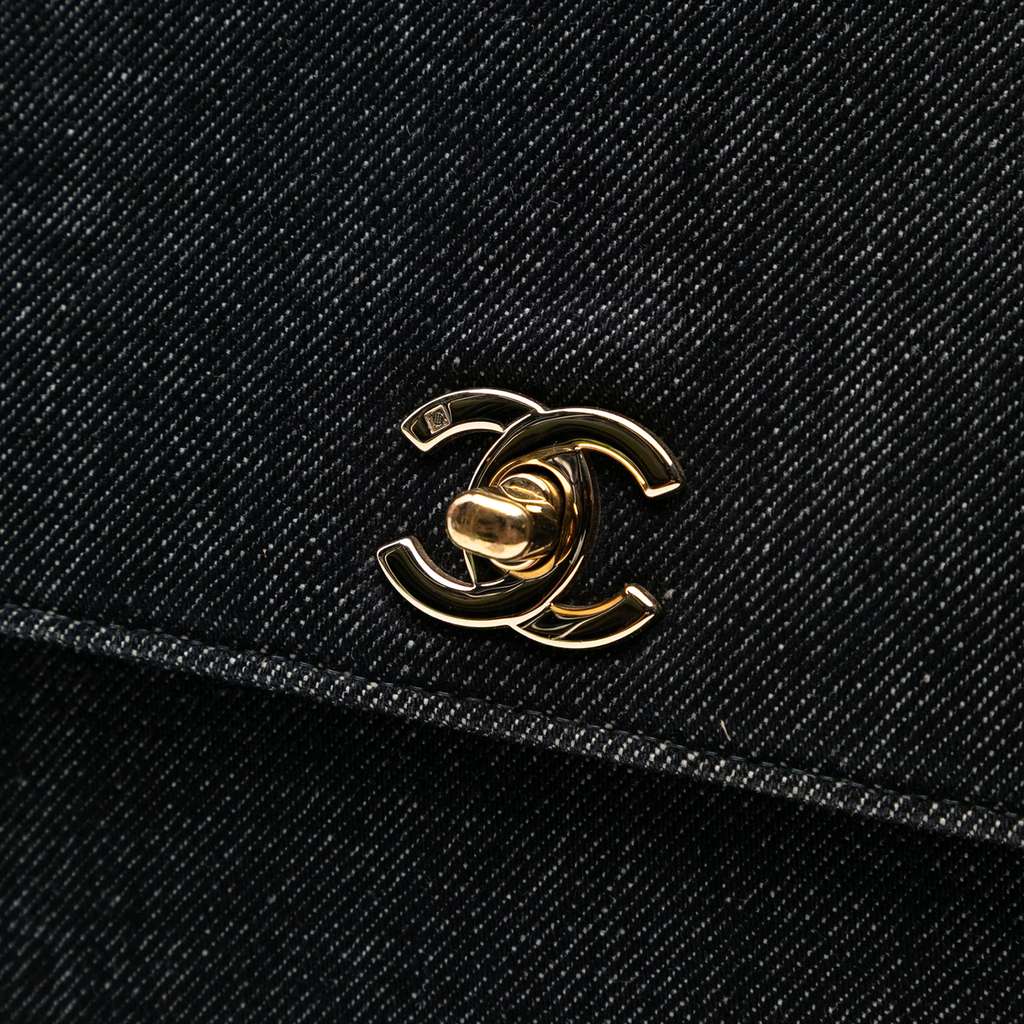 Chanel CC Denim Kelly Top Handle Bag - Side view
