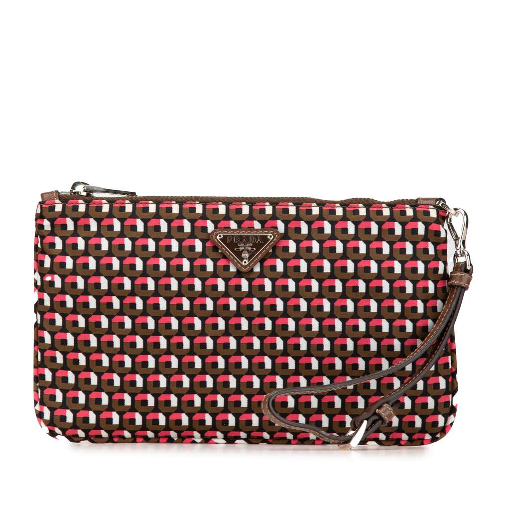 Prada Tessuto Stampato Wristlet Clutch
