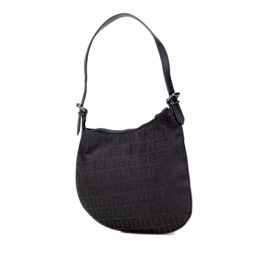 Fendi Zucchino Canvas Oyster Shoulder Bag - Back view