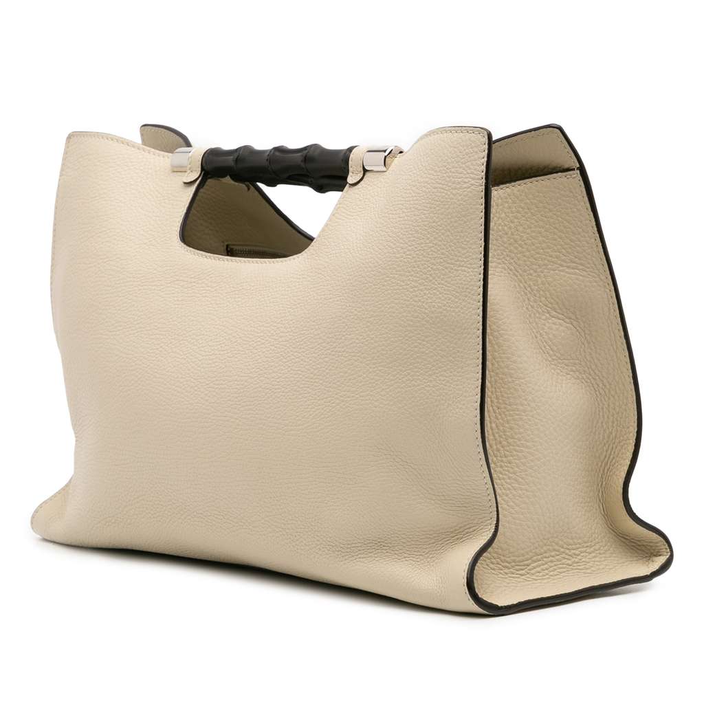 Gucci Medium Calfskin Bamboo Daily Shopper Satchel - 2