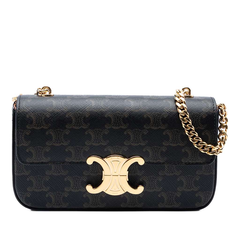 Celine Triomphe Coated Canvas Claude Chain Shoulder Bag