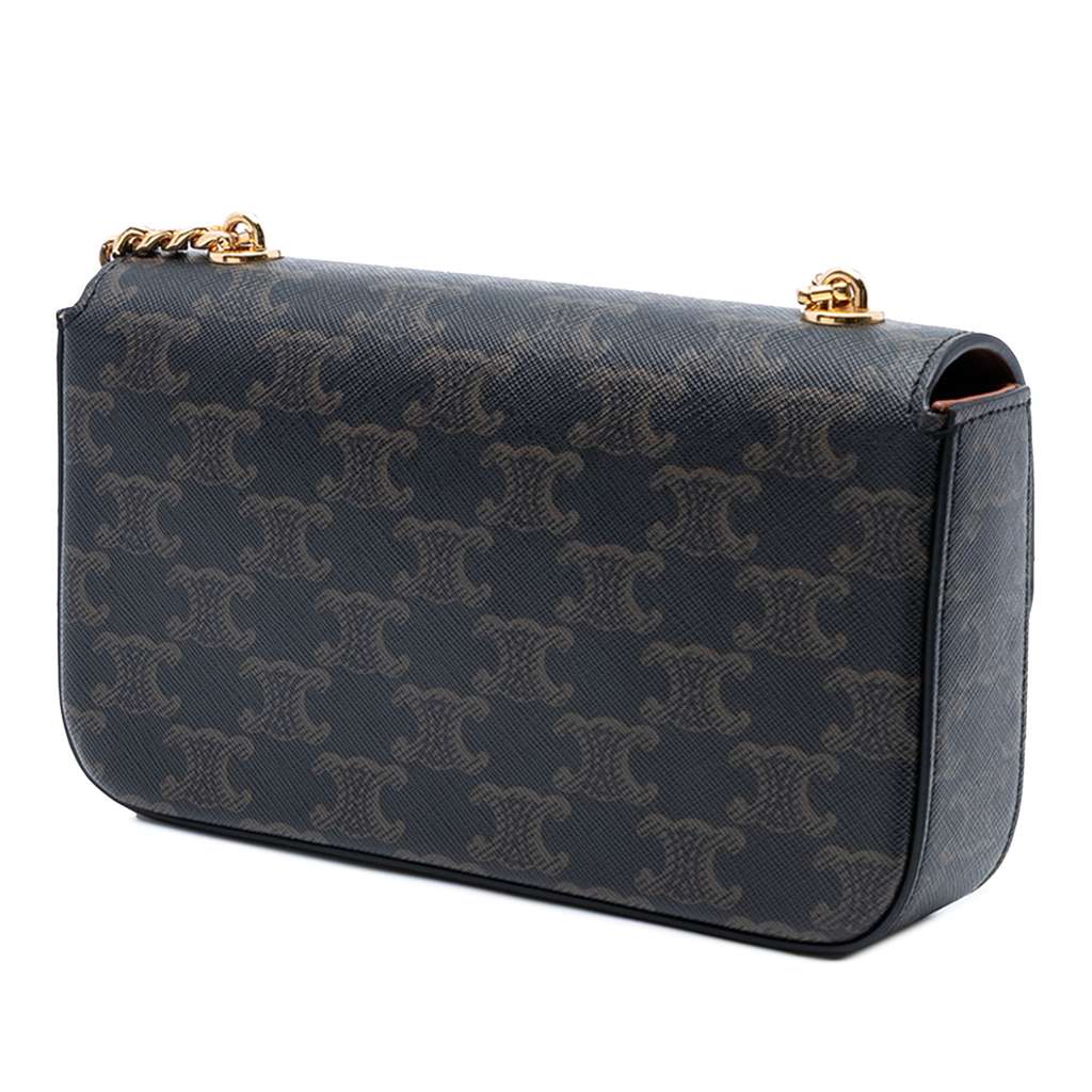 Celine Triomphe Coated Canvas Claude Chain Shoulder Bag - Back view