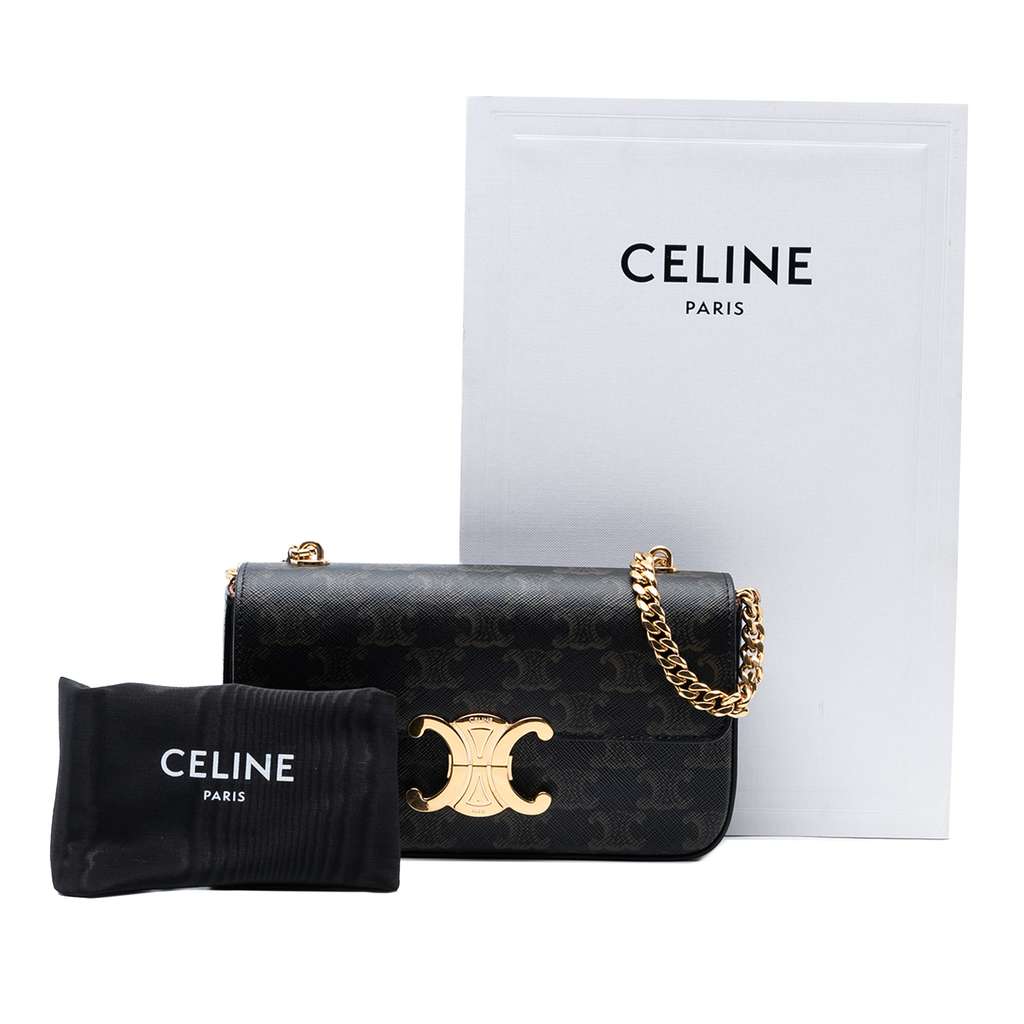 Celine Triomphe Coated Canvas Claude Chain Shoulder Bag - Image 10