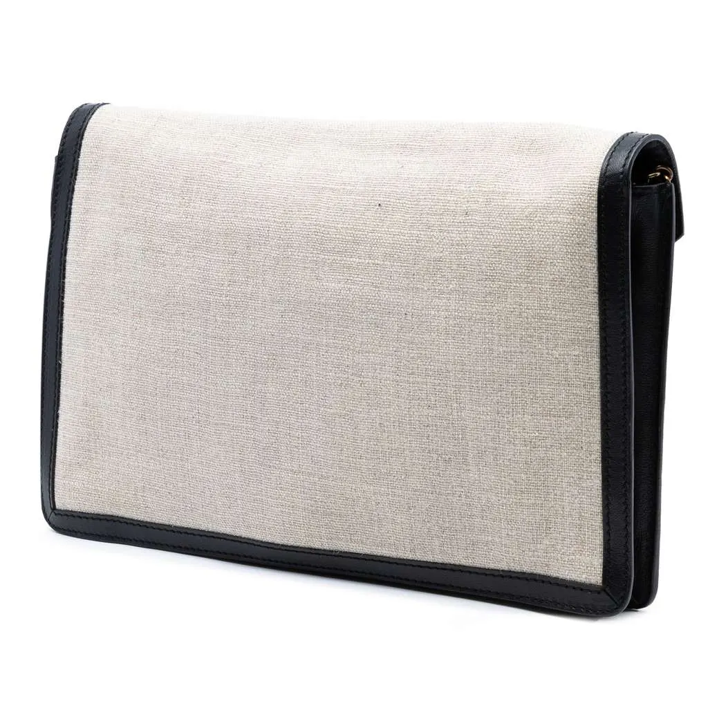 Celine Canvas and Calfskin Crossbody Brown Canvas Good - Back View
